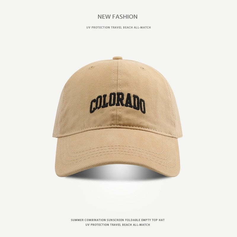 Wide-Brim Polyester Baseball Cap with Embroidered Details