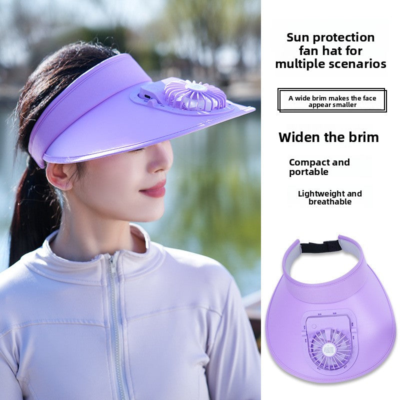 USB Rechargeable Cooling Fan Hat with Adjustable Wind Speeds