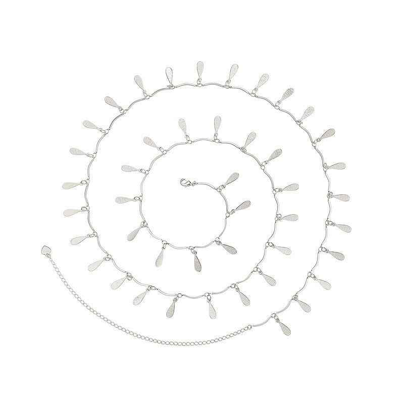 Rhinestone Pendant Metal Waist Chain with Adjustable Lobster Clasp