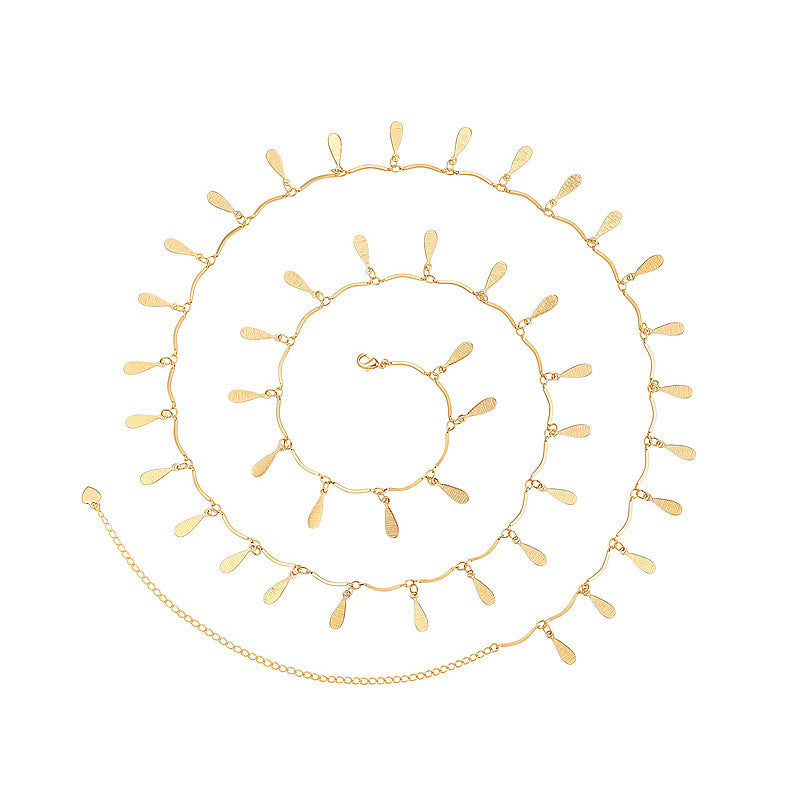 Rhinestone Pendant Metal Waist Chain with Adjustable Lobster Clasp