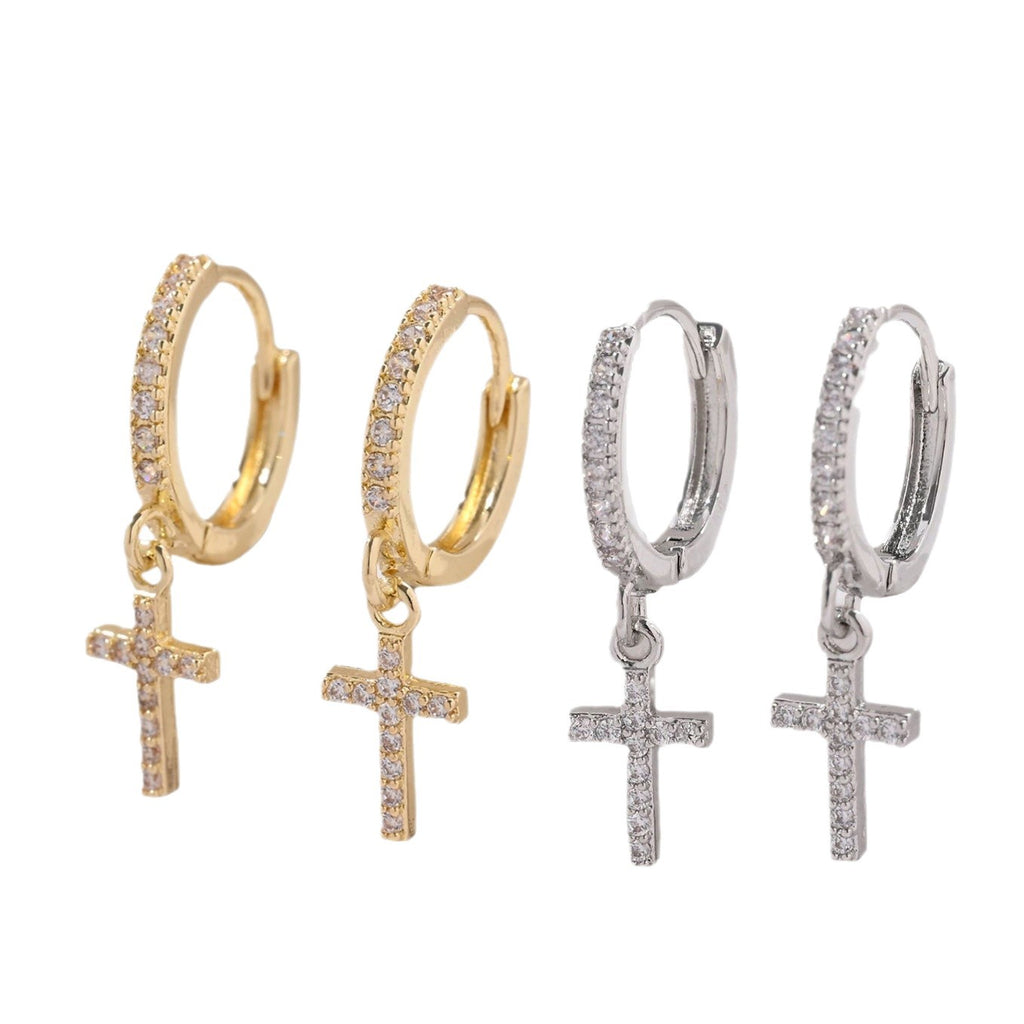 18K Gold Plated Zircon U-Shape Ring Earrings in Gold or Silver