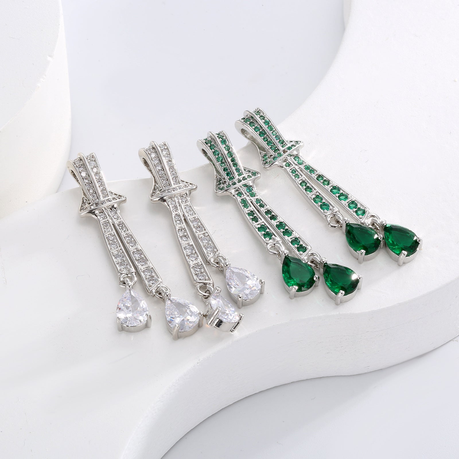 Pearl and Zircon Drop Earrings with Knot Detail and 18K Ear Pins