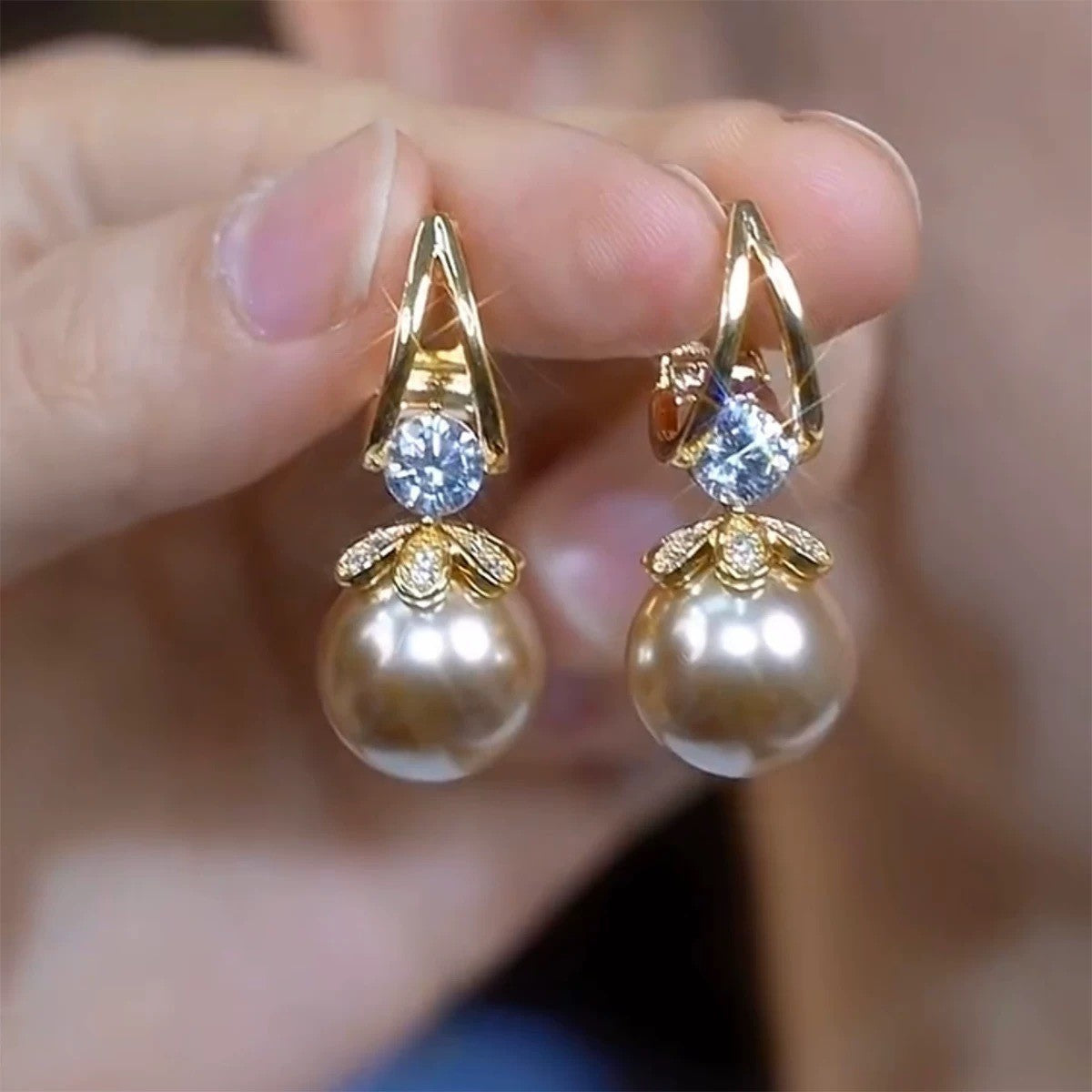 Pearl Drop Oval Earrings in Multiple Color Options and Finishes