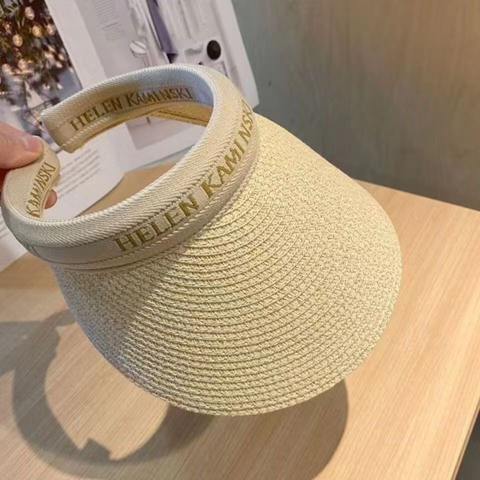 Wide-Brim Straw Sun Hat with Adjustable Open Top Design