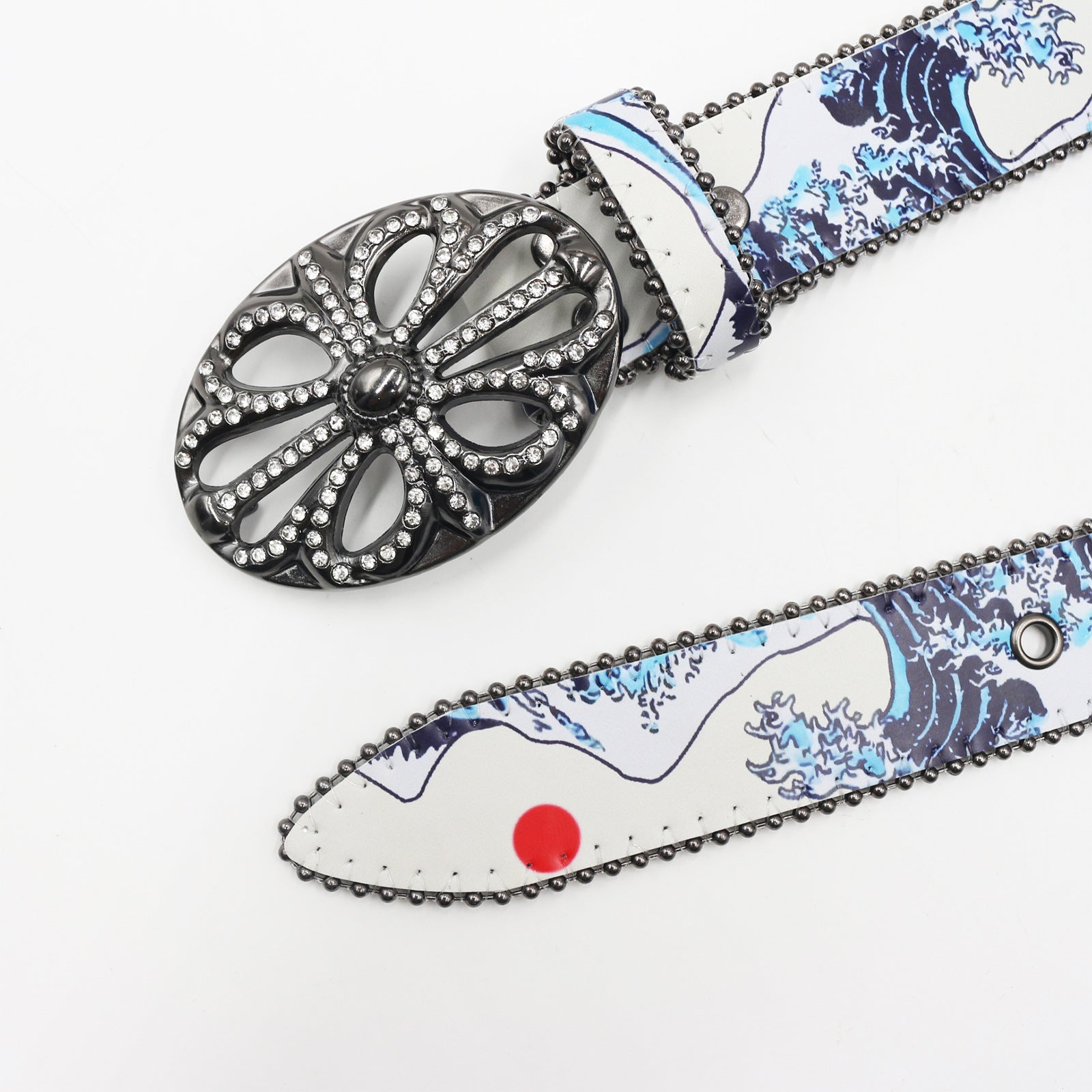 Y2K Wave Rhinestone PU Leather Belt with Alloy Pin Buckle