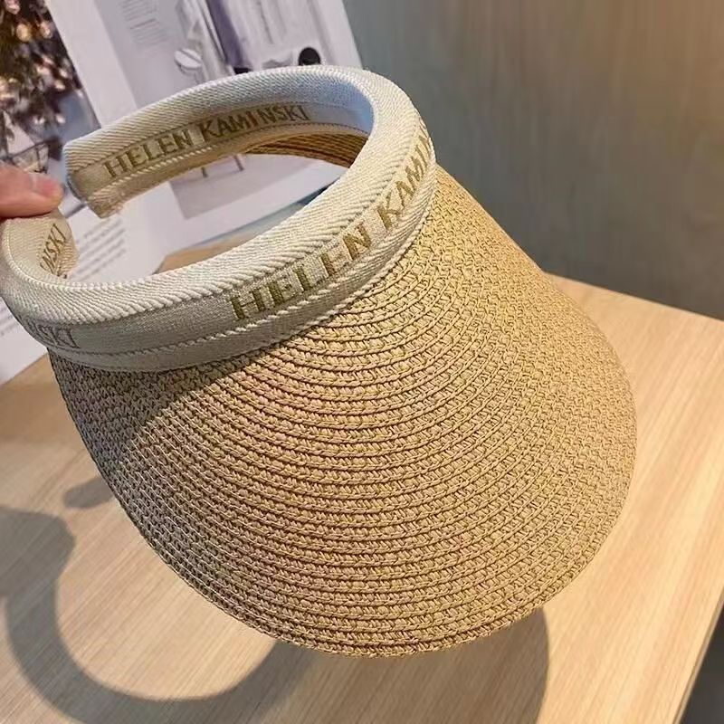 Wide-Brim Straw Sun Hat with Adjustable Open Top Design