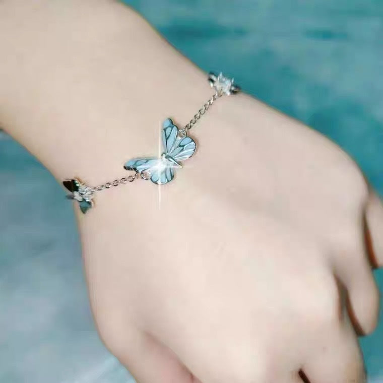 Glowing Butterfly Double-Layer Bracelet with Electroplated Finish