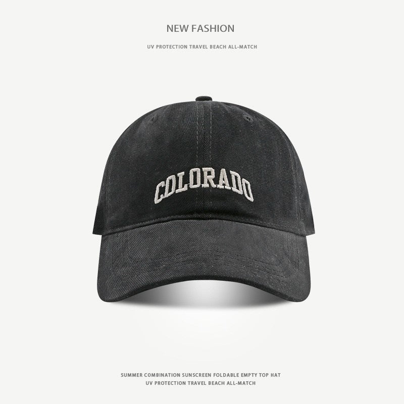 Wide-Brim Polyester Baseball Cap with Embroidered Details