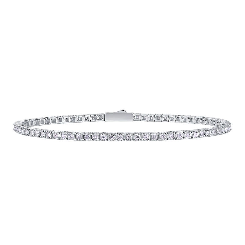 S925 Sterling Silver Moissanite Tennis Bracelet with Safety Clasp