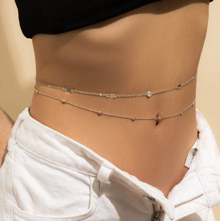 Layered Sequin Chain Waist Chain with Adjustable Lobster Clasp