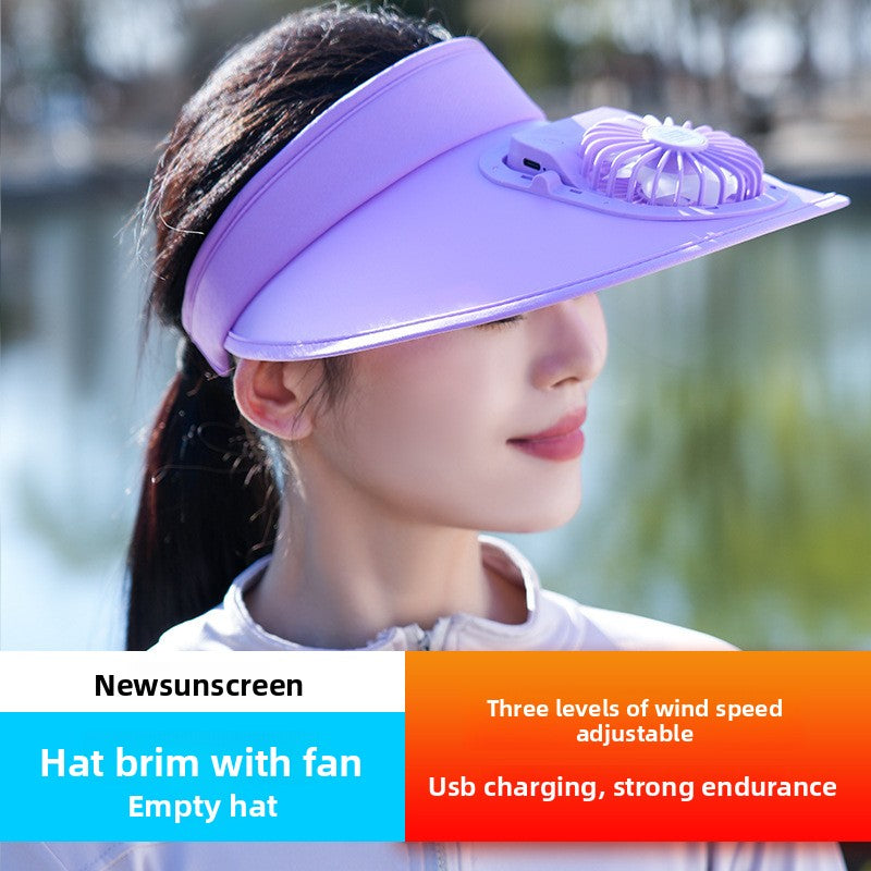 USB Rechargeable Cooling Fan Hat with Adjustable Wind Speeds