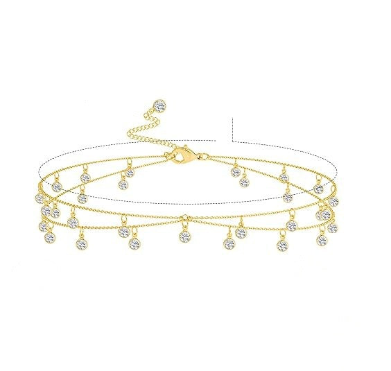 Rhinestone Pendant Metal Waist Chain with Adjustable Lobster Clasp