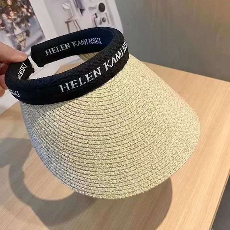 Wide-Brim Straw Sun Hat with Adjustable Open Top Design