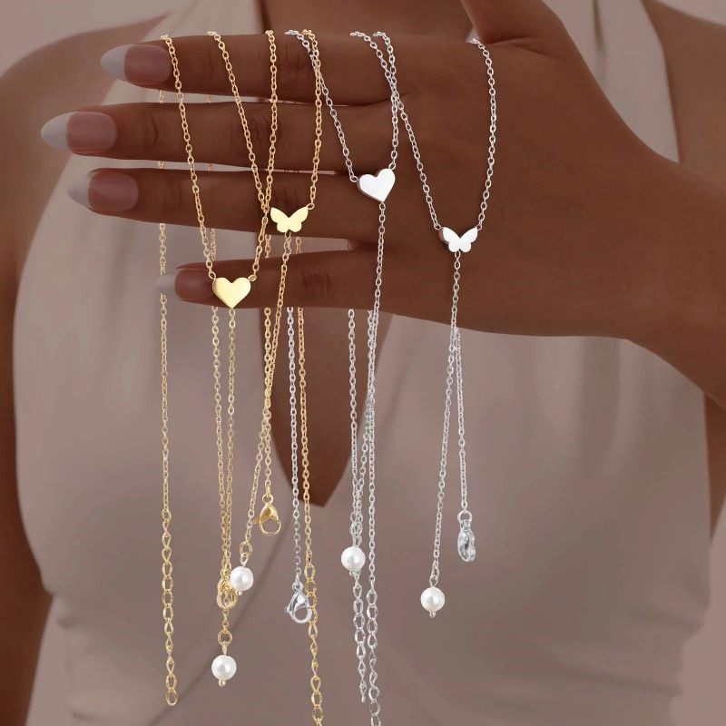 Delicate Pendant Chain Necklace in Multiple Finish Options