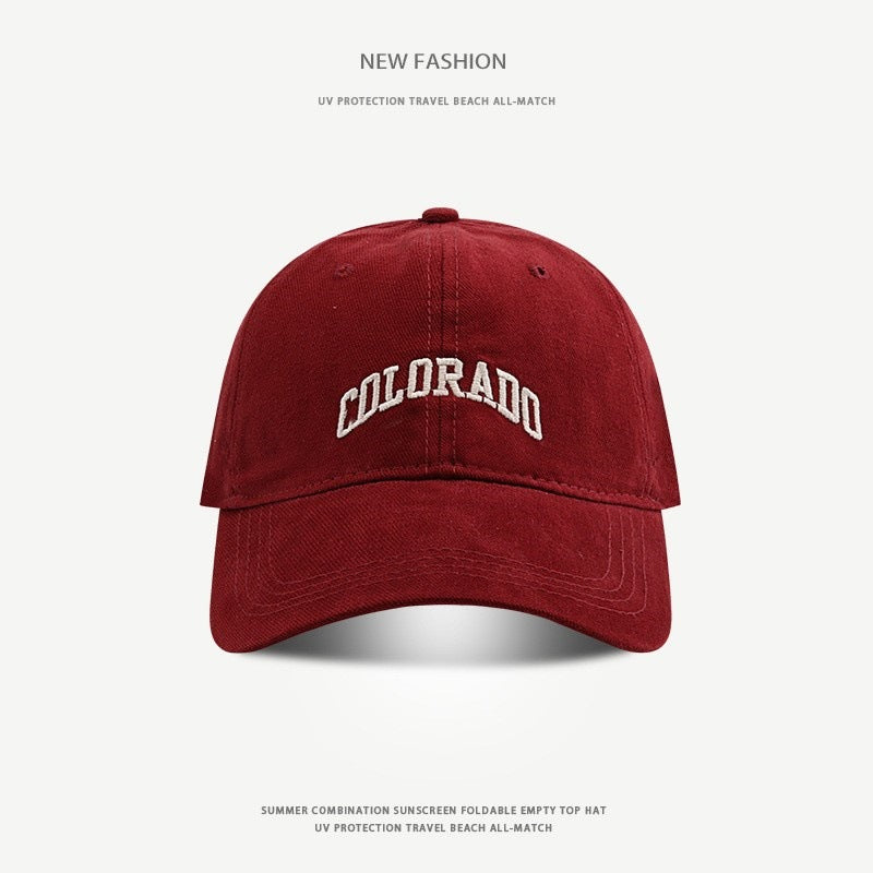 Wide-Brim Polyester Baseball Cap with Embroidered Details