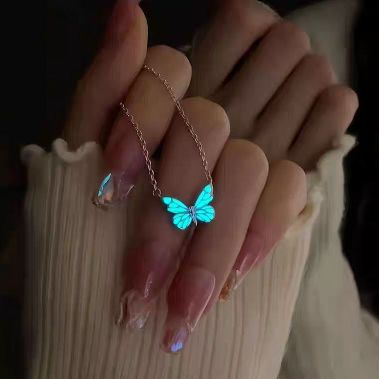 Glowing Butterfly Double-Layer Bracelet with Electroplated Finish