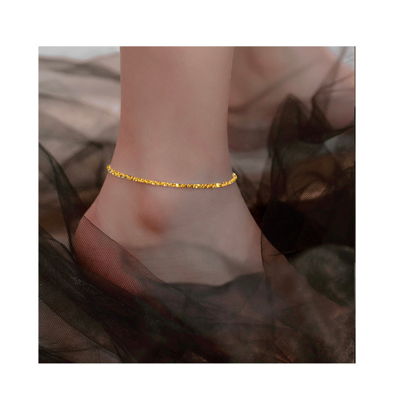 Star Pattern Titanium Steel Anklet in Gold or Silver Finish