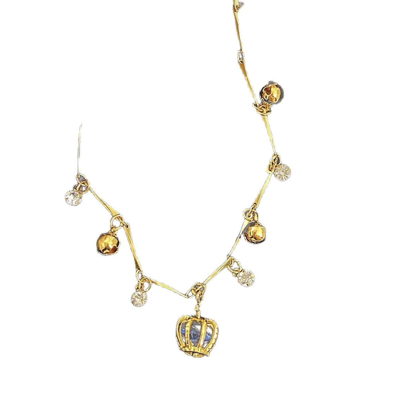 Crown Bell Charm Copper Alloy Anklet with Extension Chain