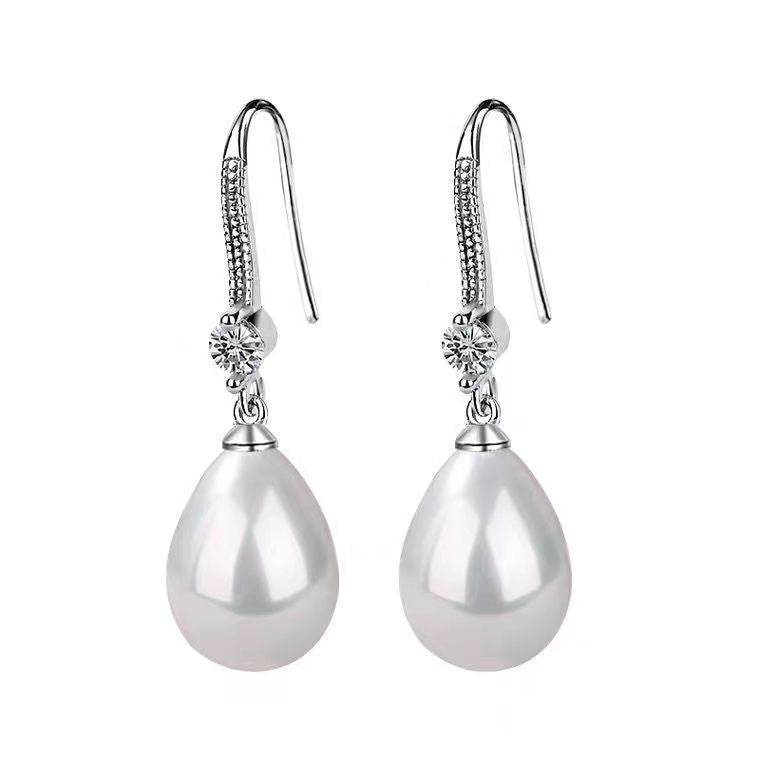 Pearl Drop Oval Earrings in Multiple Color Options and Finishes
