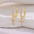 18K Gold Plated Zircon U-Shape Ring Earrings in Gold or Silver
