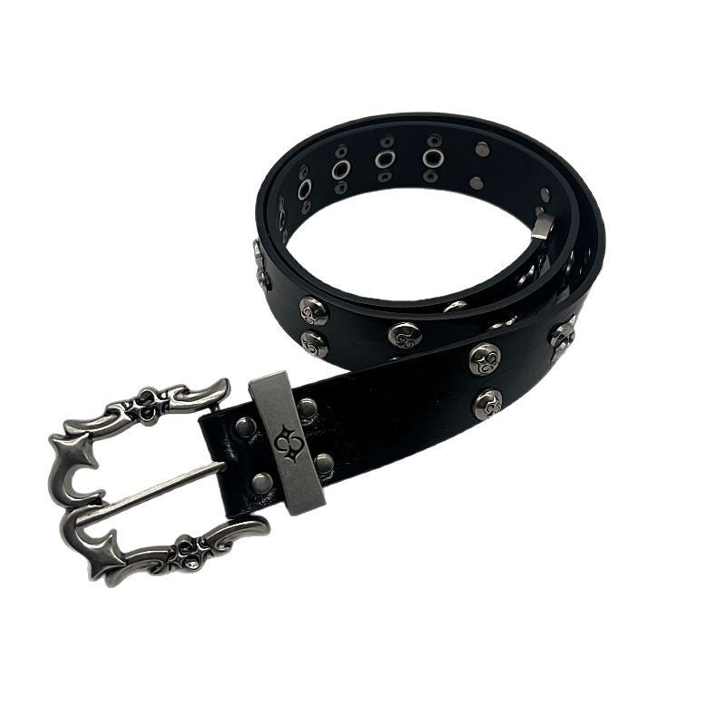 Rivet Detail PU Leather Belt with Metal Pin Buckle