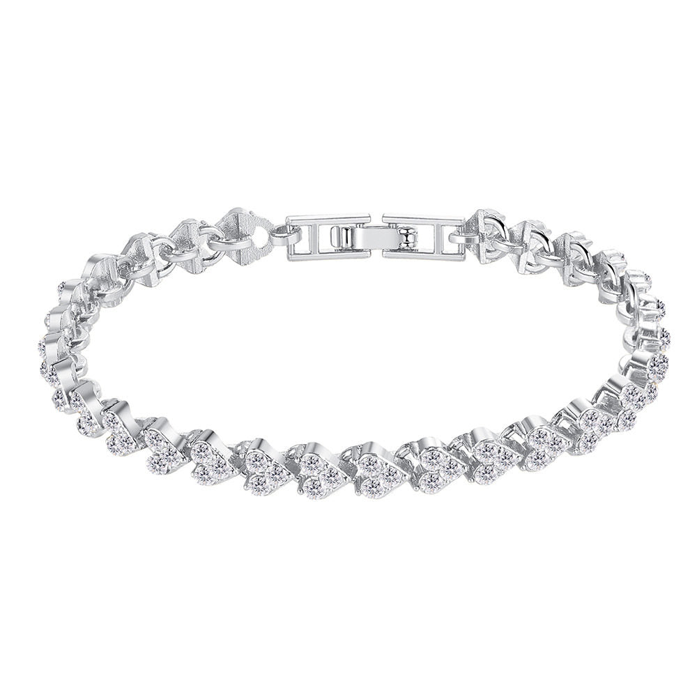 Heart Motif Zircon Accent Alloy Bracelet in Multiple Variants