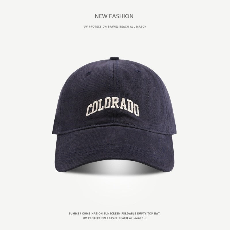 Wide-Brim Polyester Baseball Cap with Embroidered Details