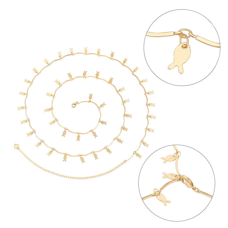 Rhinestone Pendant Metal Waist Chain with Adjustable Lobster Clasp