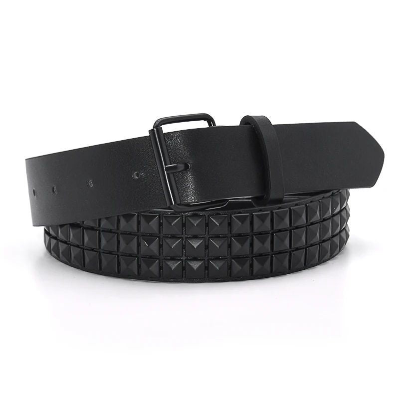 Studded Lace-Up Split Leather Belt with Stainless Steel Buckle