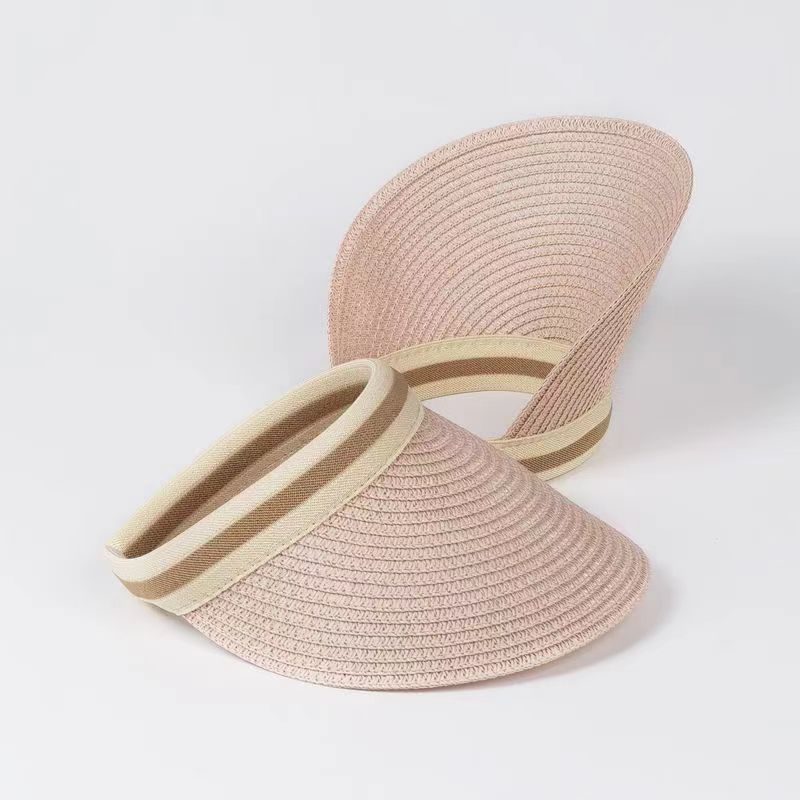 Wide-Brim Straw Sun Hat with Adjustable Open Top Design