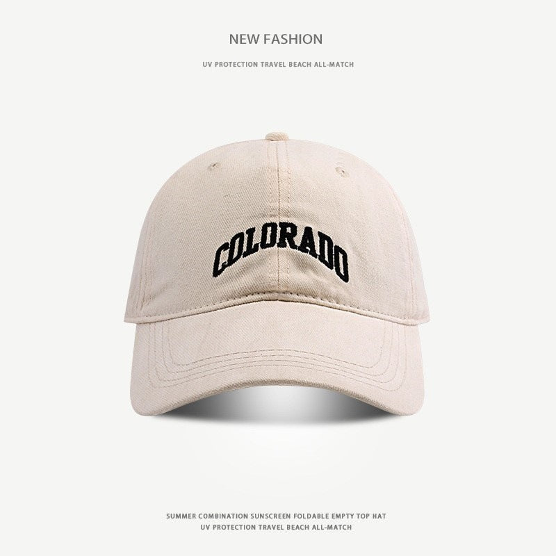 Wide-Brim Polyester Baseball Cap with Embroidered Details