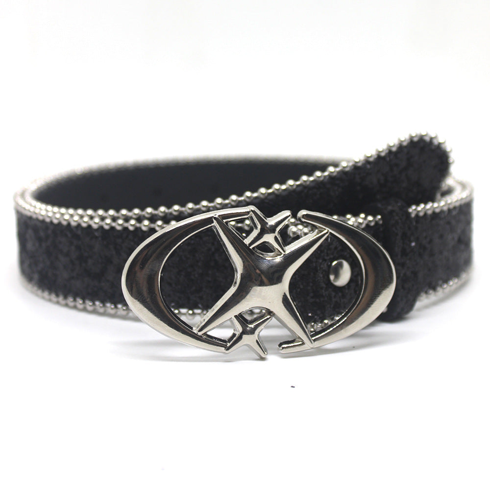 Double Star Sequin Accent PU Leather Belt with Alloy Buckle