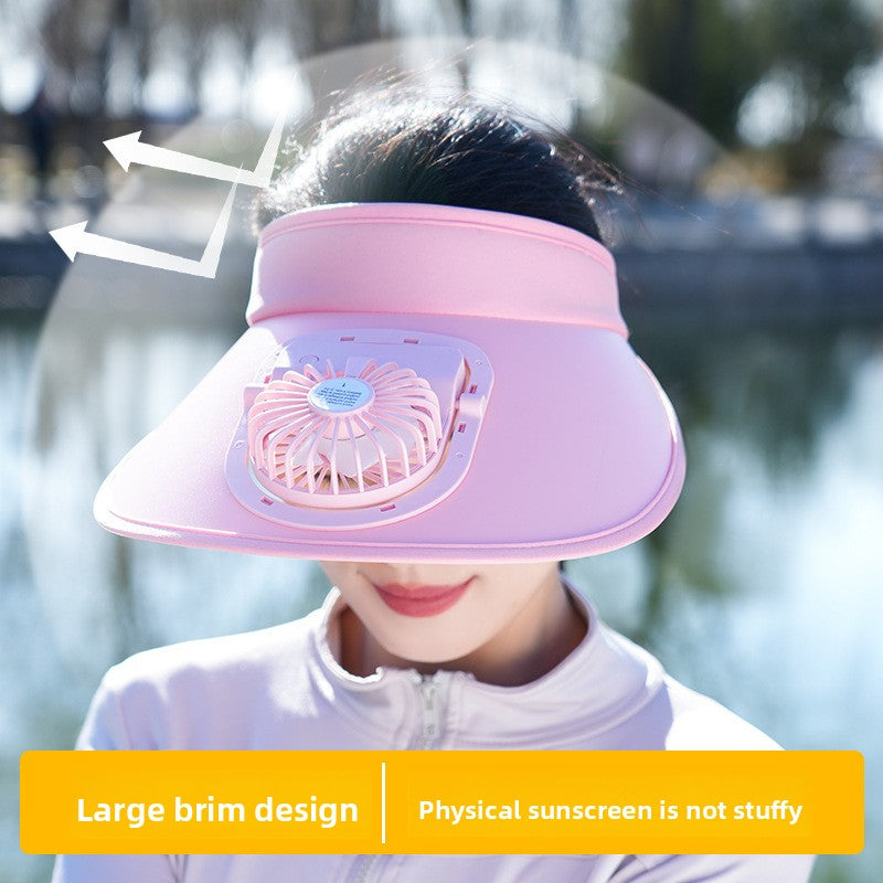 USB Rechargeable Cooling Fan Hat with Adjustable Wind Speeds