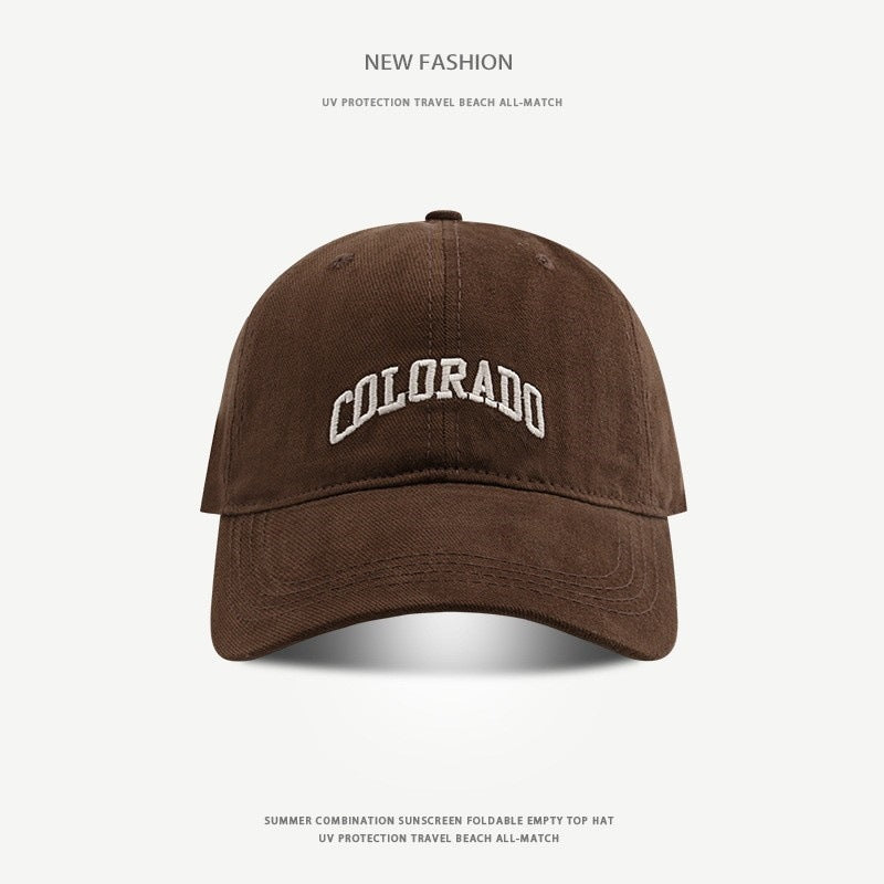 Wide-Brim Polyester Baseball Cap with Embroidered Details