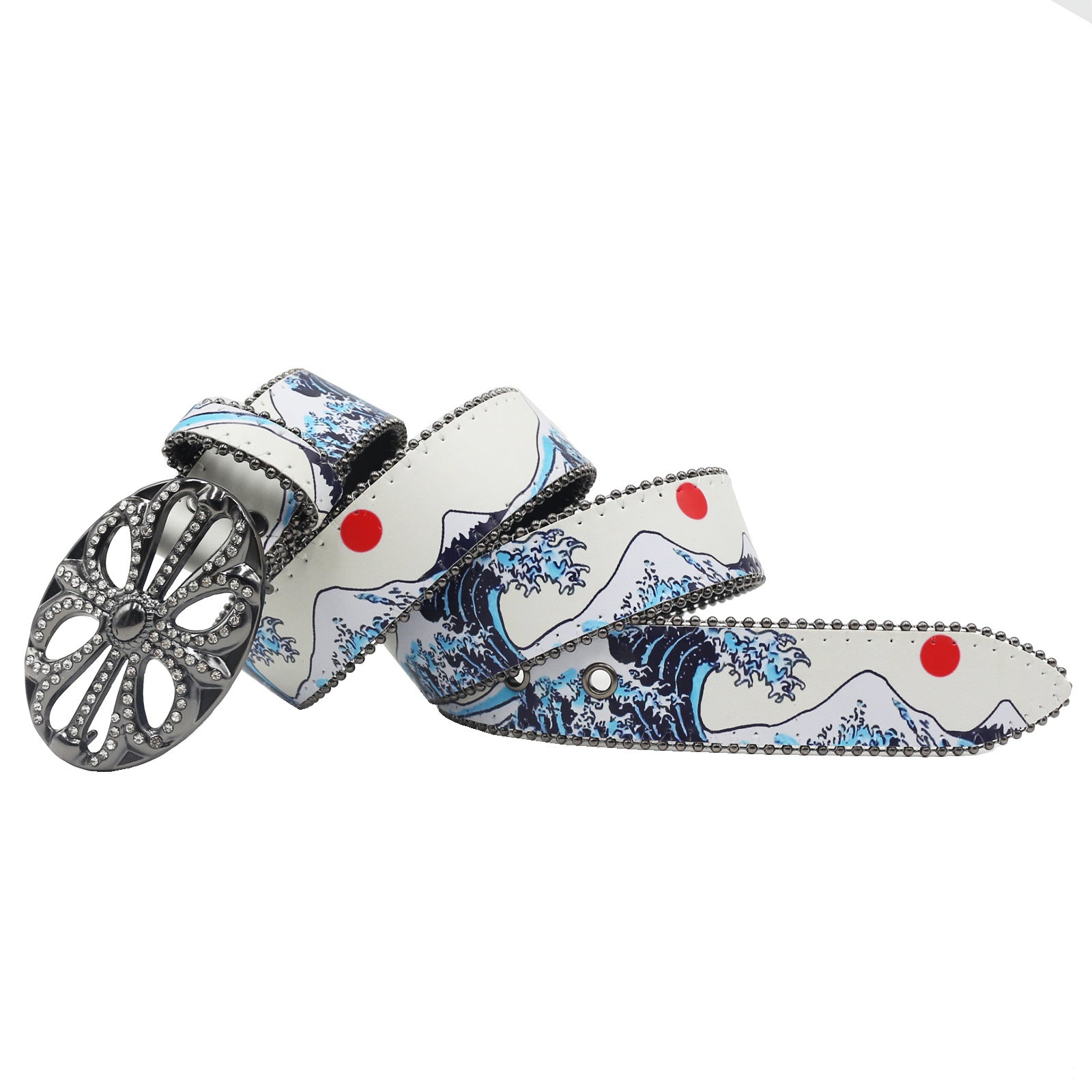 Y2K Wave Rhinestone PU Leather Belt with Alloy Pin Buckle