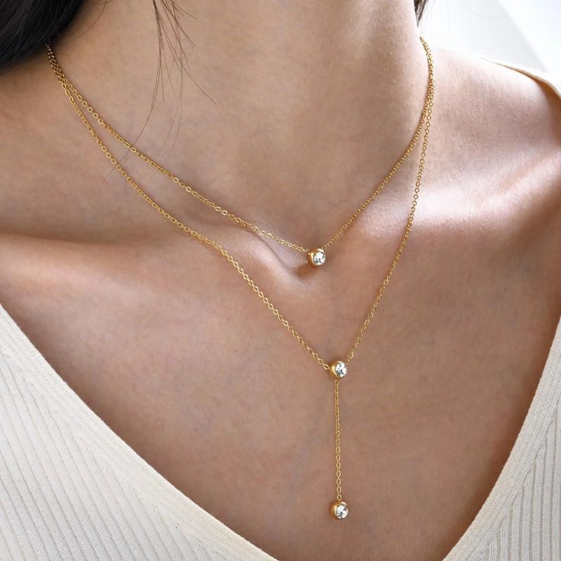 Delicate Pendant Chain Necklace in Multiple Finish Options