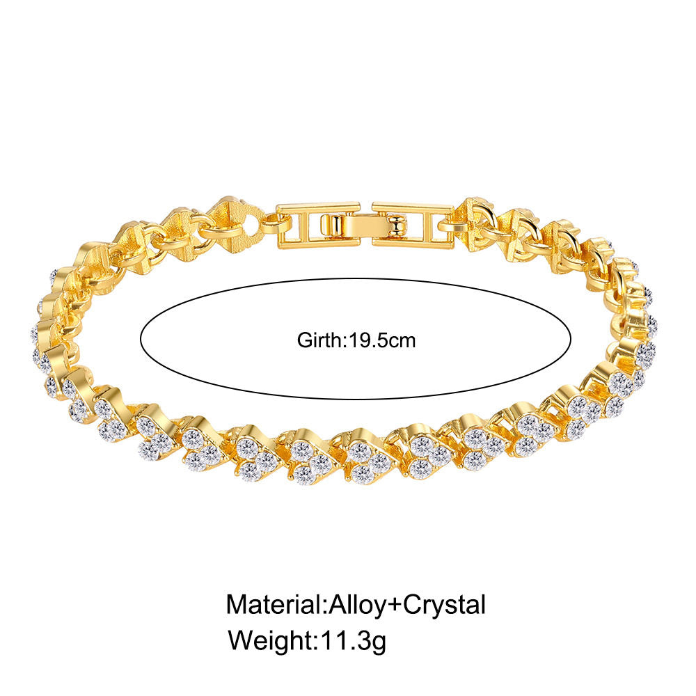 Heart Motif Zircon Accent Alloy Bracelet in Multiple Variants