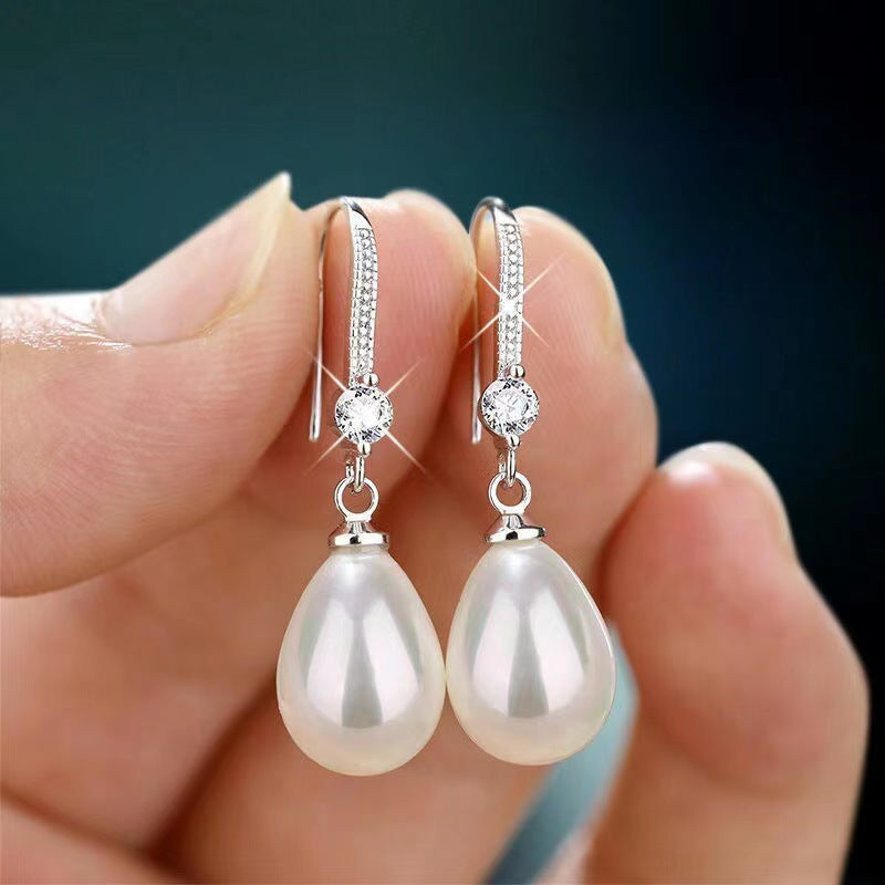 Pearl Drop Oval Earrings in Multiple Color Options and Finishes