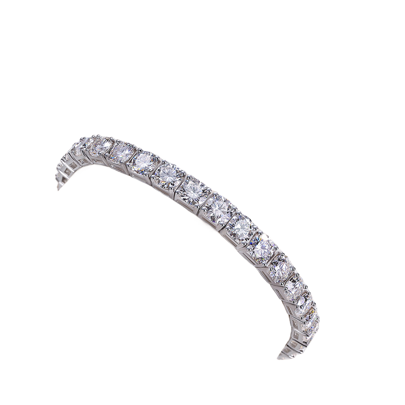 S925 Sterling Silver Moissanite Tennis Bracelet with Safety Clasp