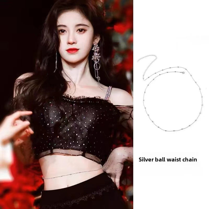 Rhinestone Tassel Multi-Wear Body Chain Necklace with Extension Chain