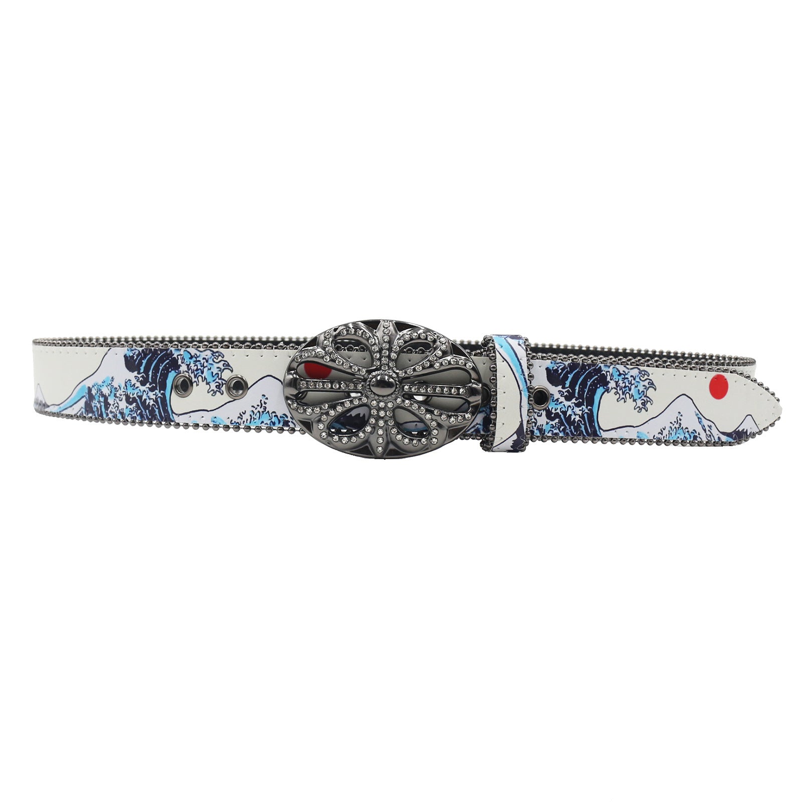 Y2K Wave Rhinestone PU Leather Belt with Alloy Pin Buckle