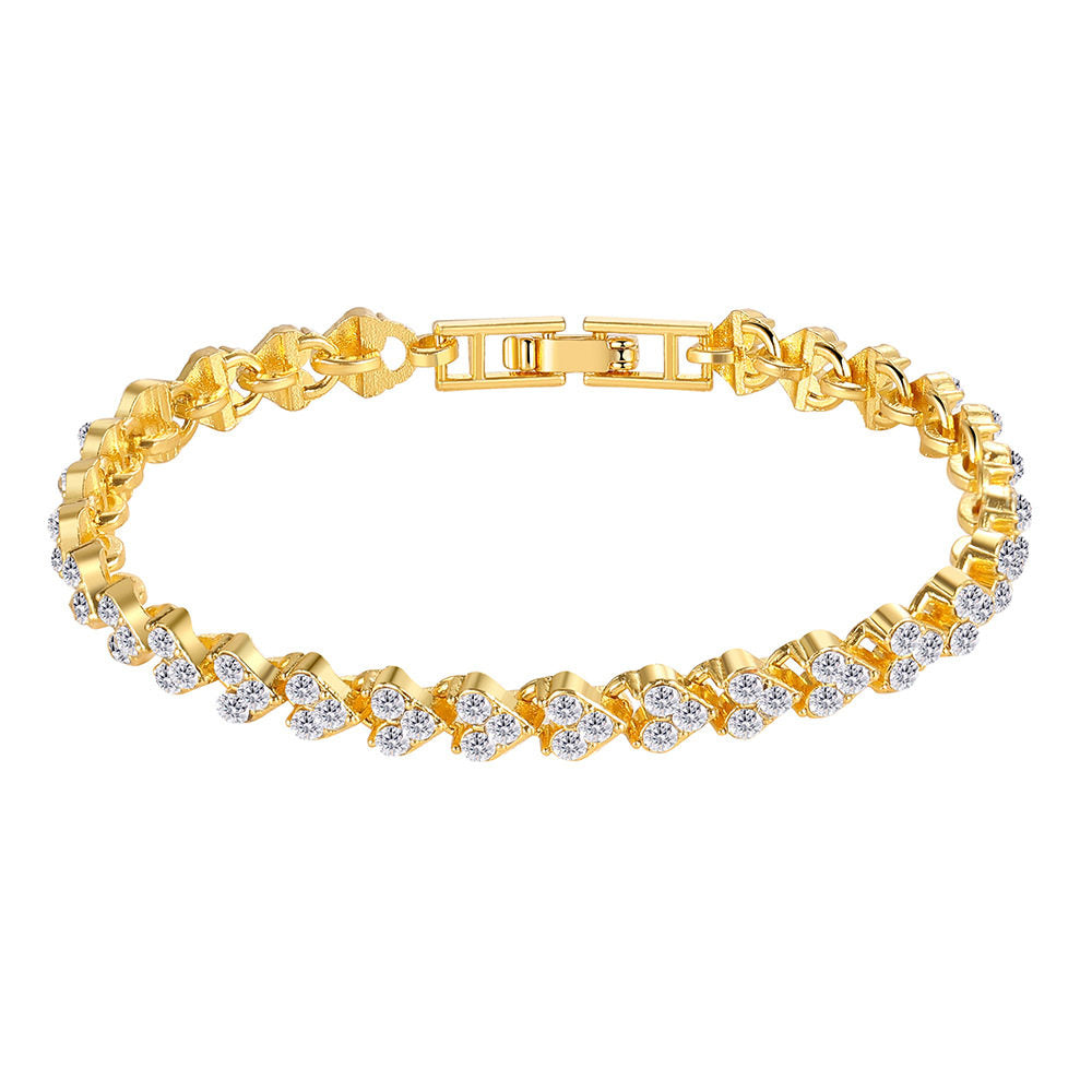 Heart Motif Zircon Accent Alloy Bracelet in Multiple Variants