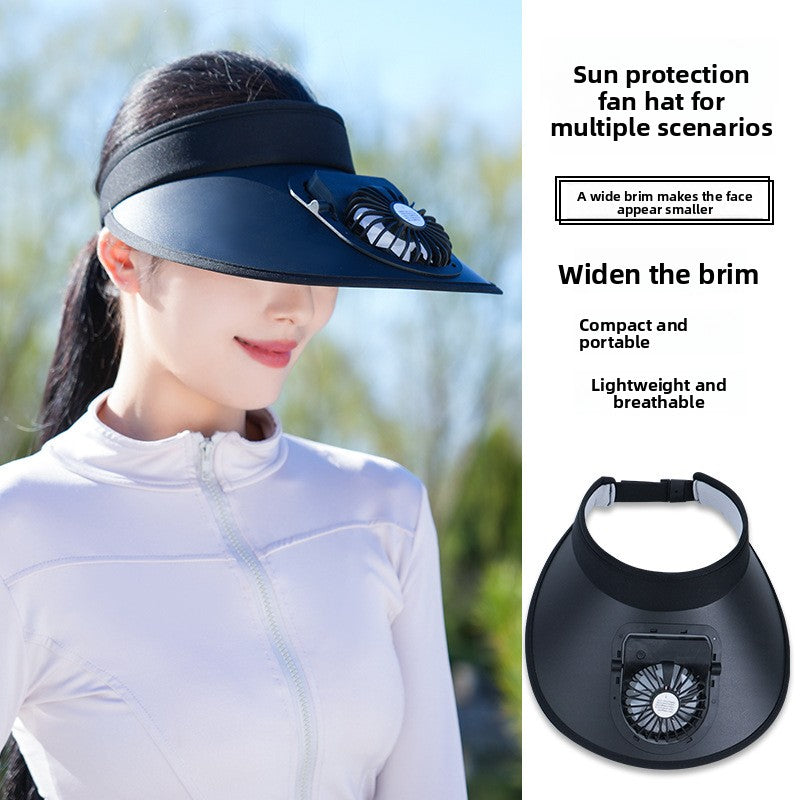 USB Rechargeable Cooling Fan Hat with Adjustable Wind Speeds