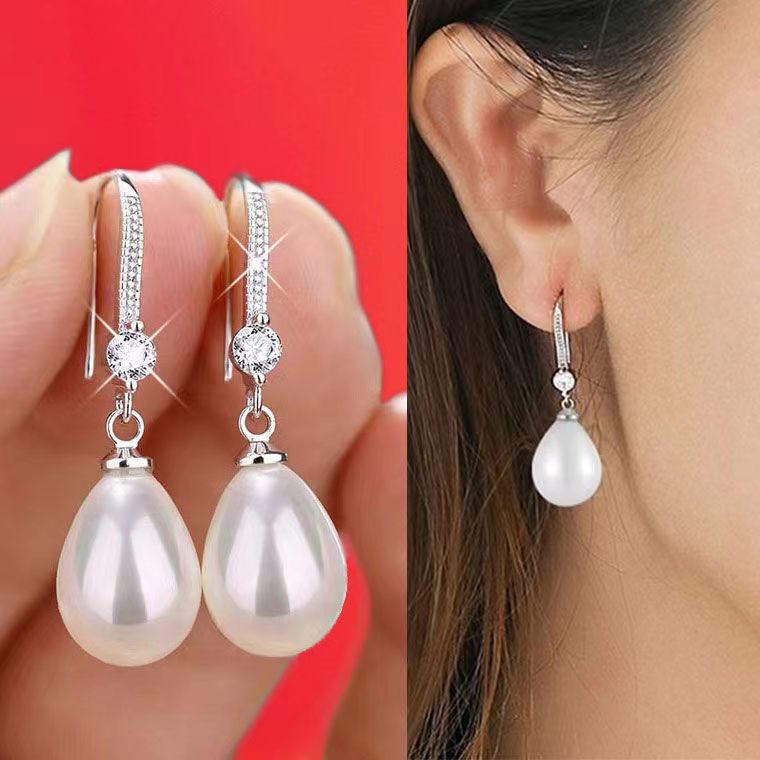 Pearl Drop Oval Earrings in Multiple Color Options and Finishes