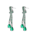 Pearl and Zircon Drop Earrings with Knot Detail and 18K Ear Pins
