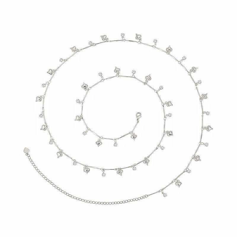 Rhinestone Pendant Metal Waist Chain with Adjustable Lobster Clasp