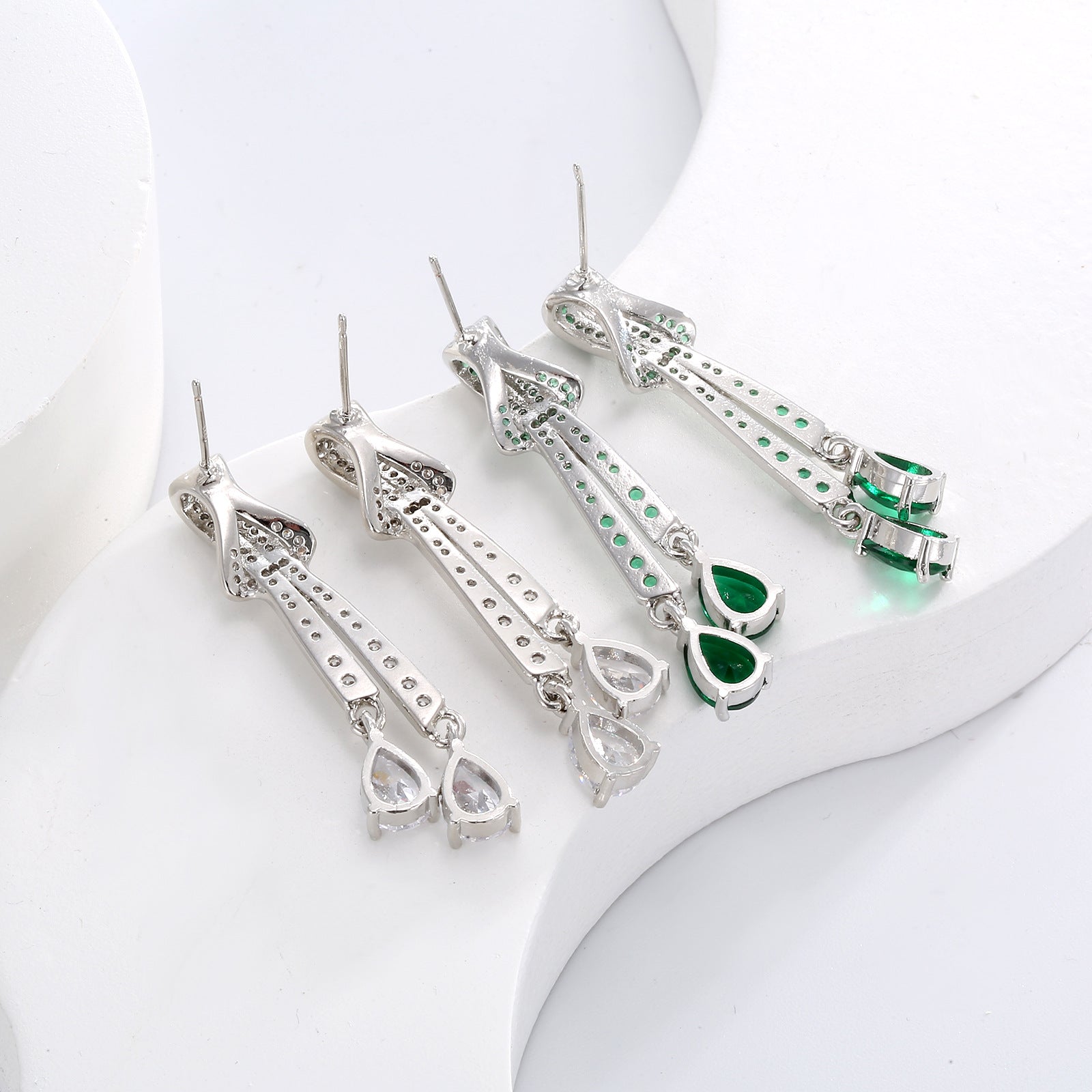 Pearl and Zircon Drop Earrings with Knot Detail and 18K Ear Pins