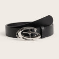 Vintage Cross Motif PU Leather Belt with Round Alloy Buckle