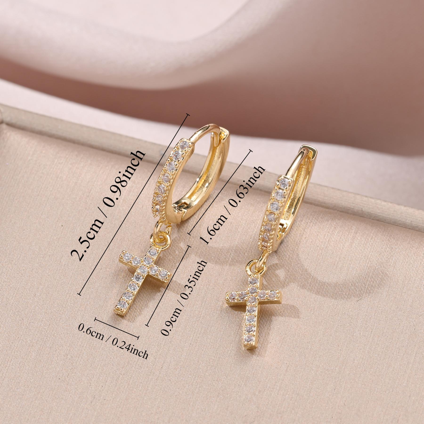 18K Gold Plated Zircon U-Shape Ring Earrings in Gold or Silver