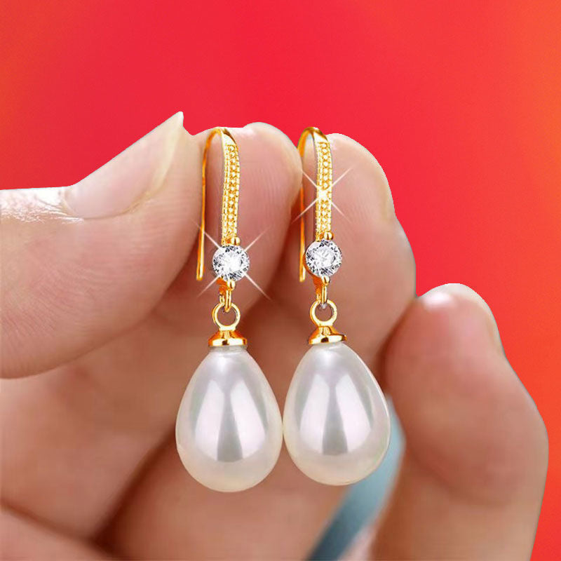 Pearl Drop Oval Earrings in Multiple Color Options and Finishes
